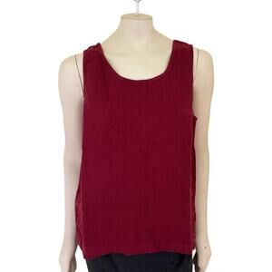 NEW TOOFAN 100% Linen Textured Sleeveless Top in Maroon  SZ XL